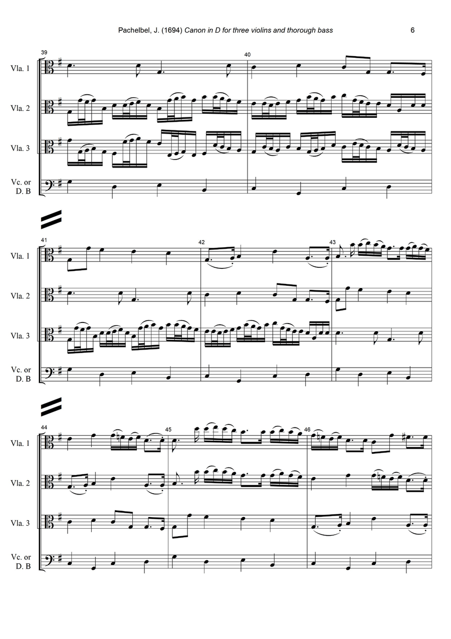 J. Pachelbel - Canon in D-dur, arr. for 3 Violas & Cello or Double Bass String Trio scores gallery preview page 6
