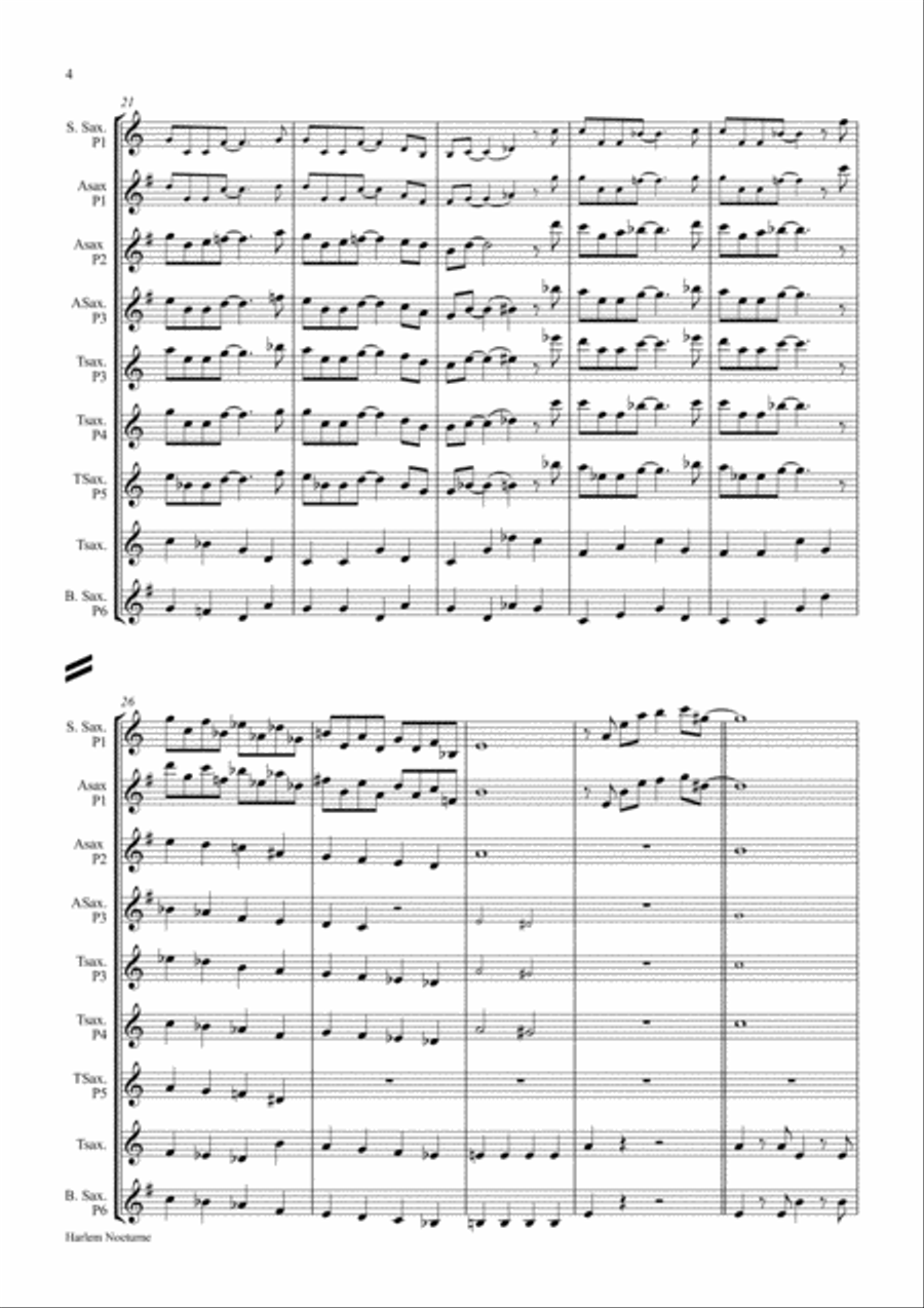 Harlem Nocturne Woodwind Ensemble scores gallery preview page 4