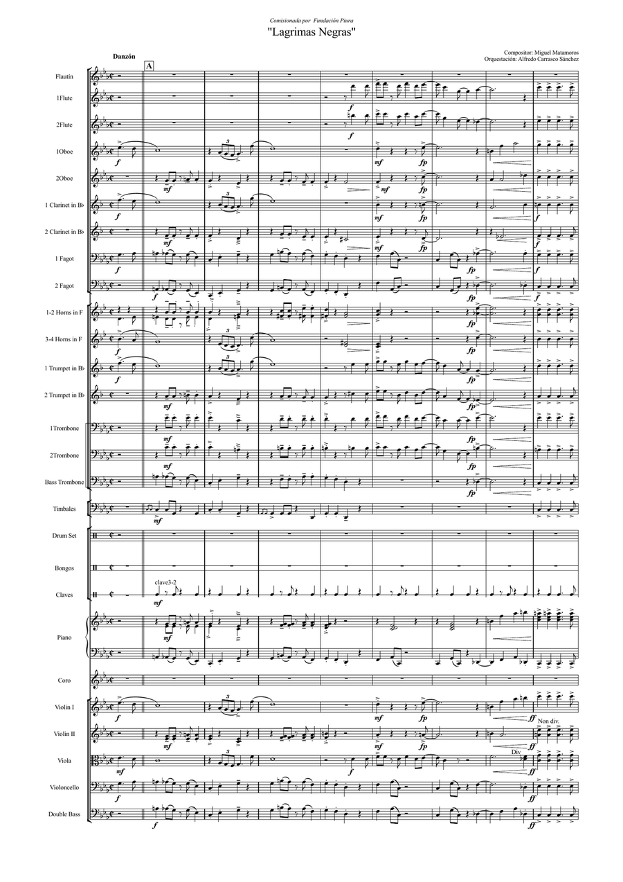 Lagrimas Negras Full Orchestra scores gallery preview page 1