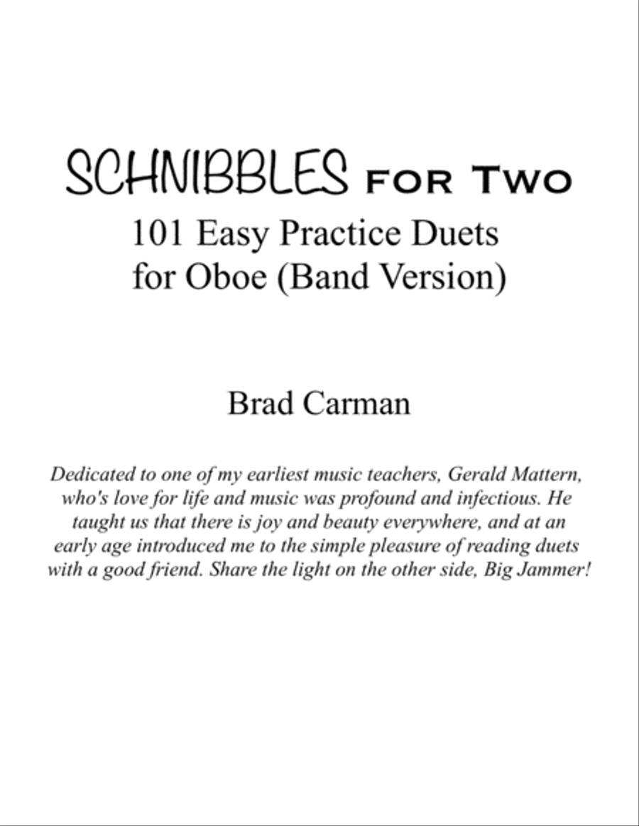 SCHNIBBLES for Two: 101 Easy Practice Duets for Band: OBOE Woodwind Duet scores gallery preview page 2
