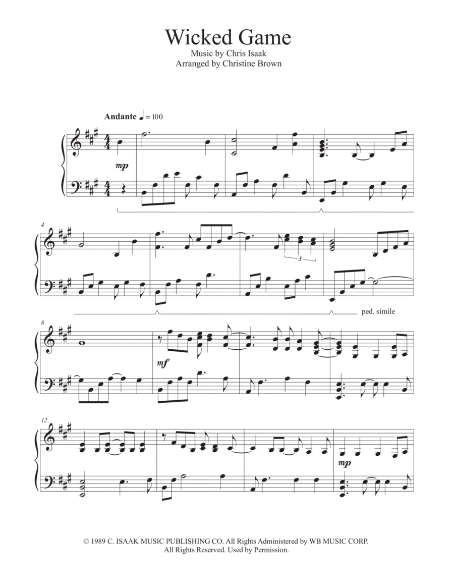 Wicked Game Piano Solo scores gallery preview page 1