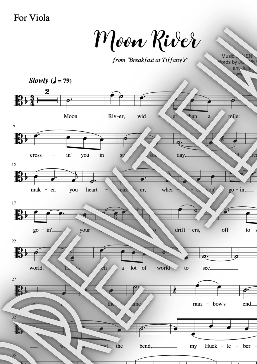 Moon River Moon River Viola Solo scores gallery preview page 1