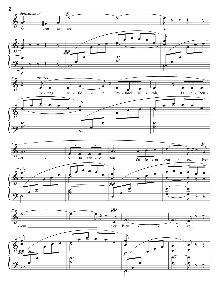 HAHN: L'heure exquise (in 3 medium keys: D-flat, C, B major)