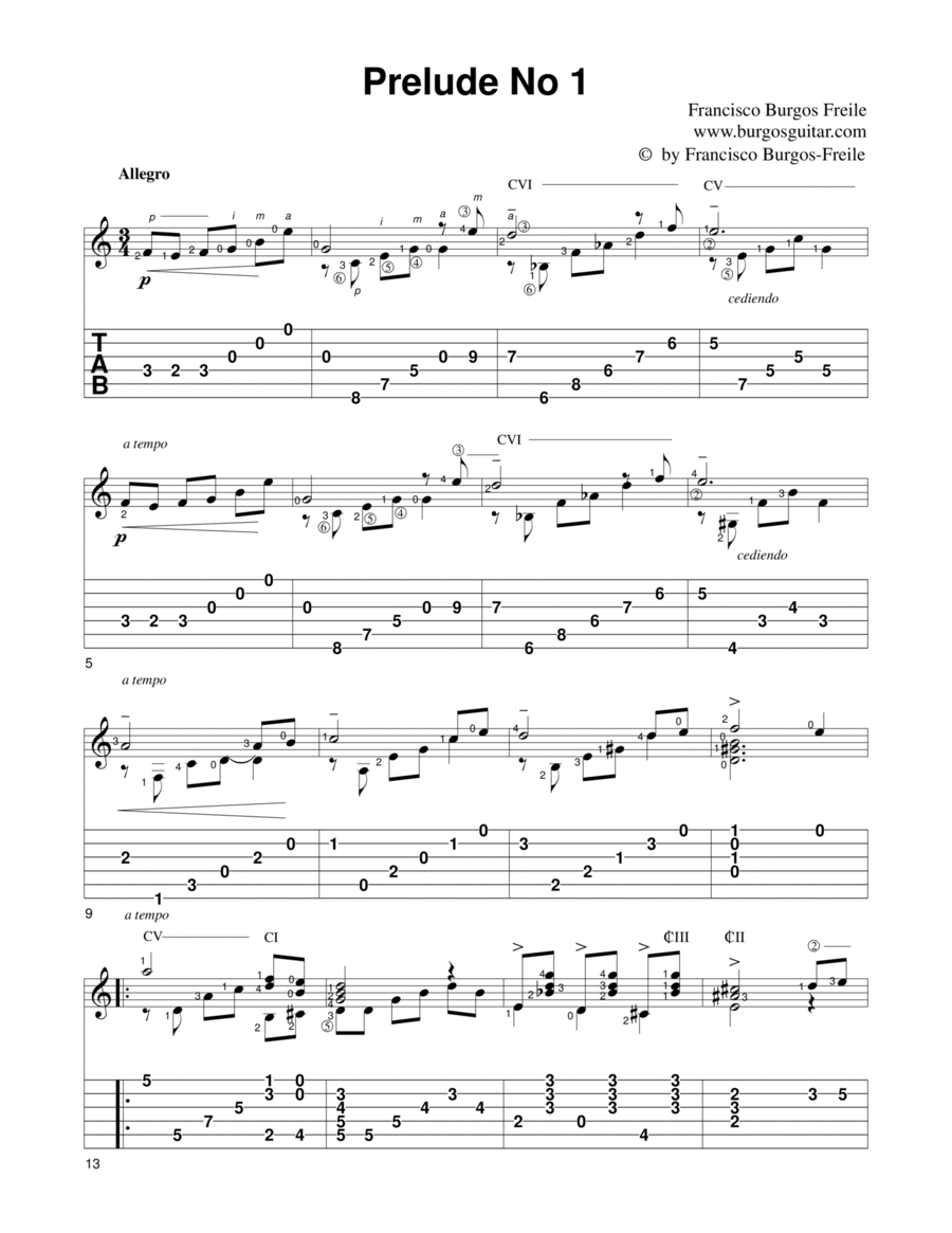 Prelude 1 Acoustic Guitar scores gallery preview page 1