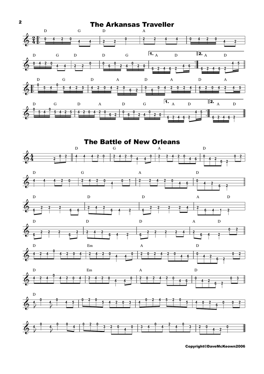 30 Bluegrass and Country Tunes for 4 String Banjo, tab in CGDA Banjo scores gallery preview page 2