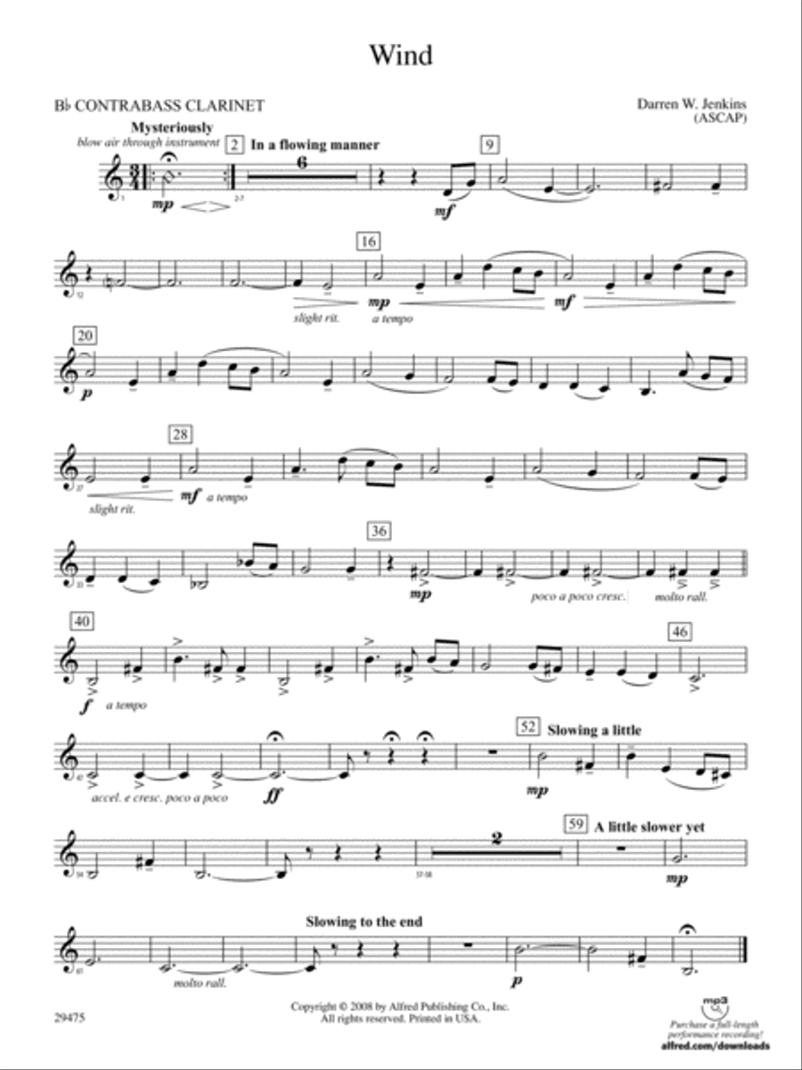 Wind: (World Part) B-flat Contrabass Clarinet Concert Band scores gallery preview page 1