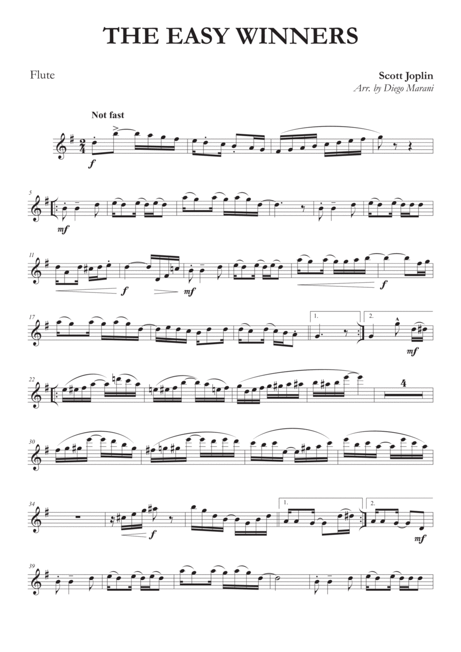 The Easy Winners for Flute and Piano Flute Solo scores gallery preview page 1