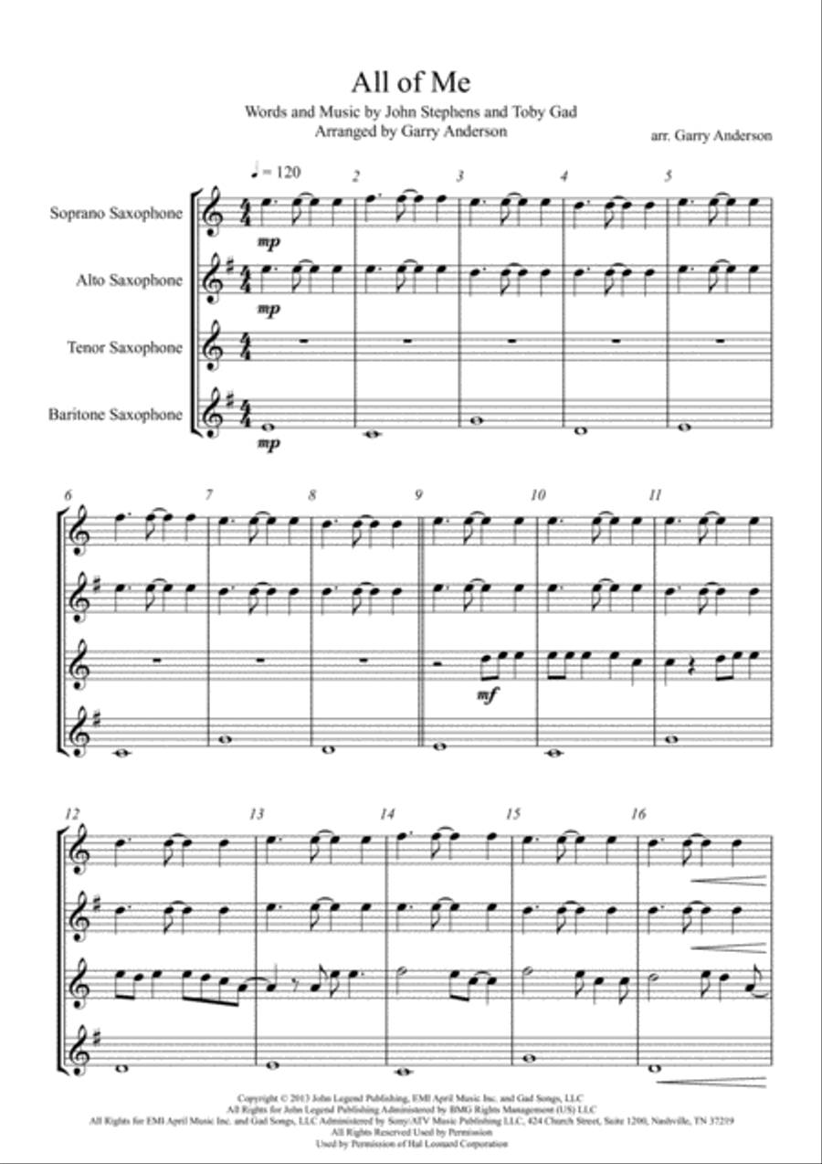 All Of Me Woodwind Quartet scores gallery preview page 1