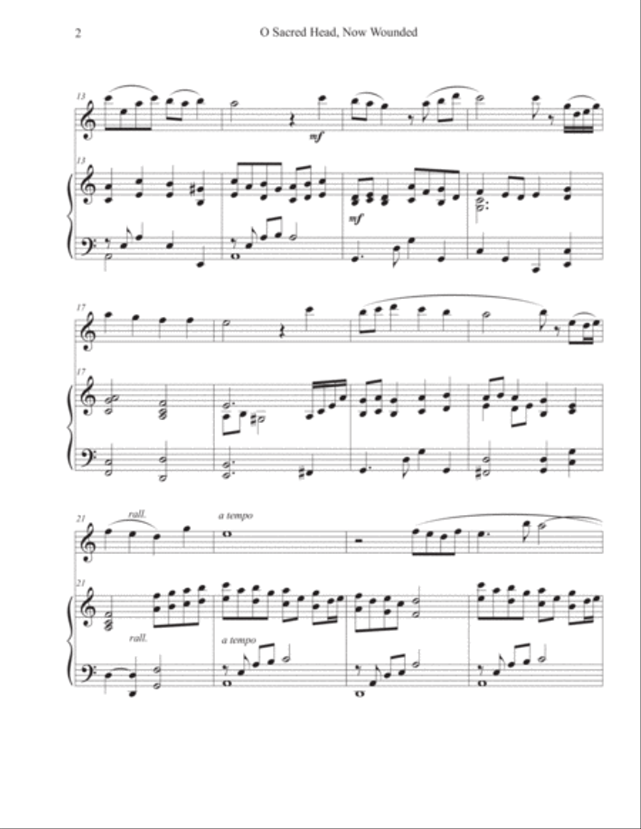 O Sacred Head, Now Wounded (Flute-Piano) Flute Solo scores gallery preview page 2