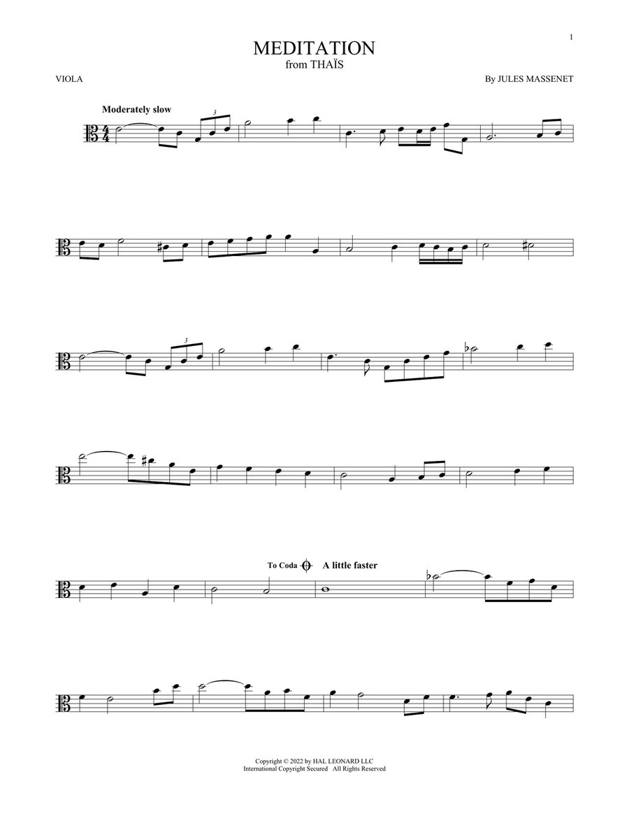 Meditation Meditation Viola Solo scores gallery preview page 1