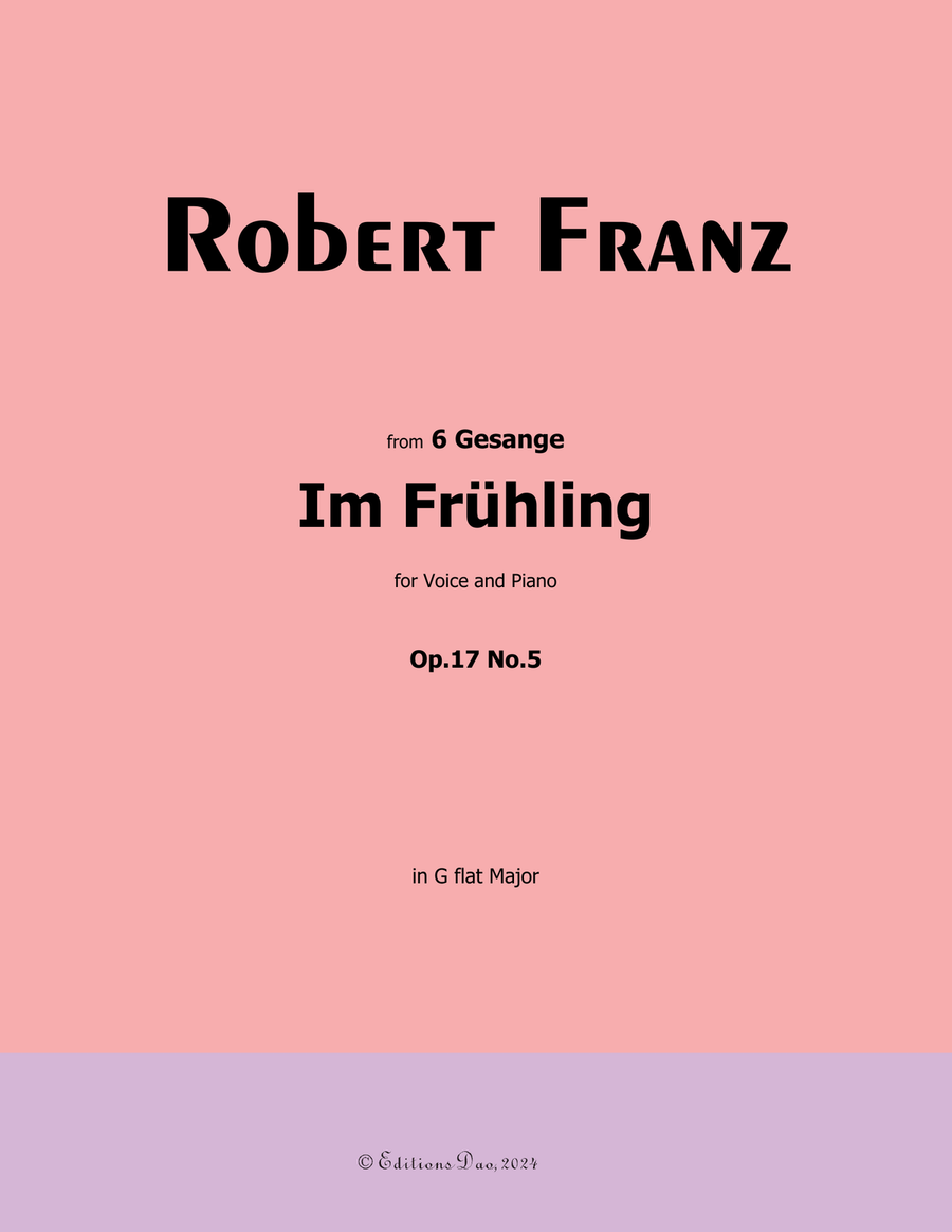 Im Fruhling, by Robert Franz, in G flat Major Voice scores gallery preview page 1