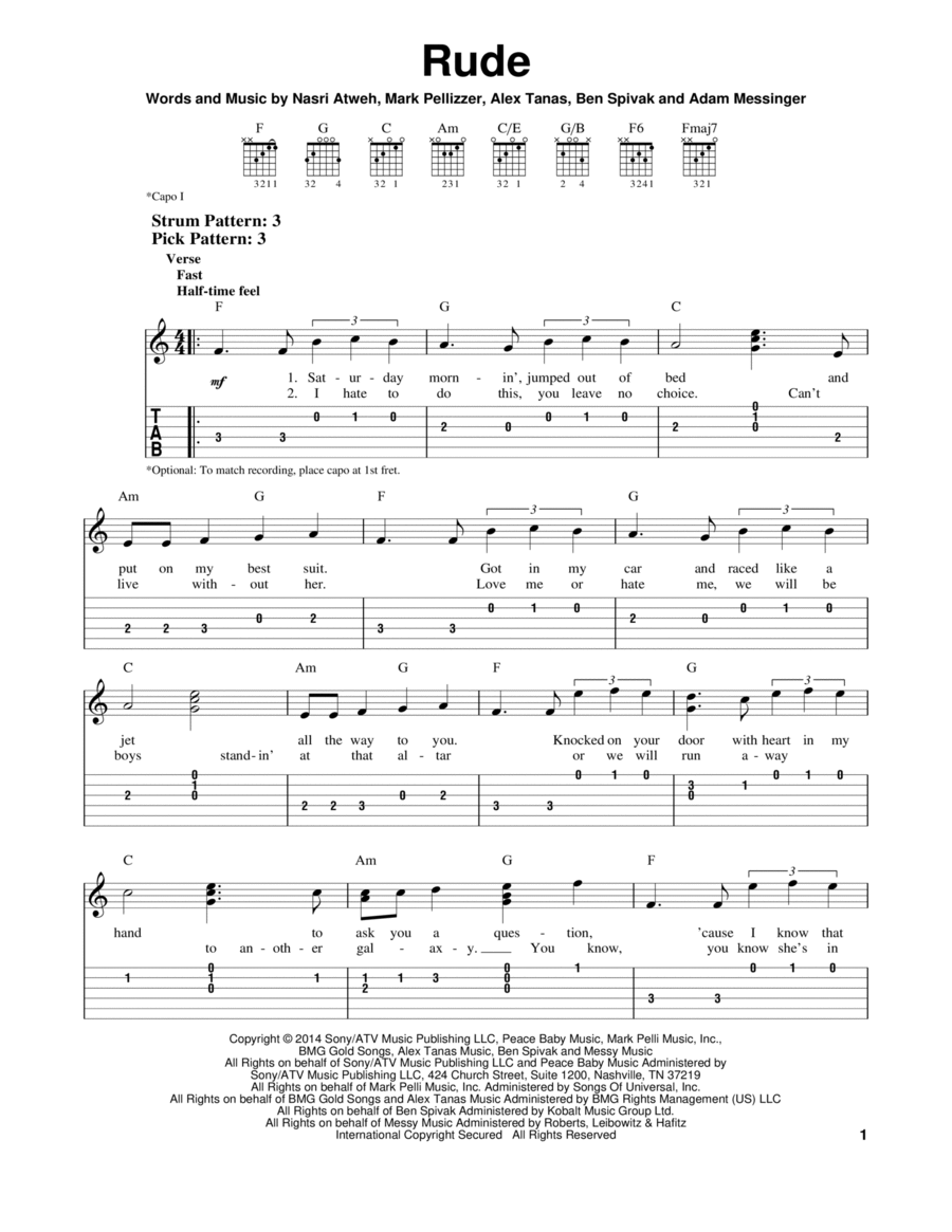 Rude Acoustic Guitar scores gallery preview page 1