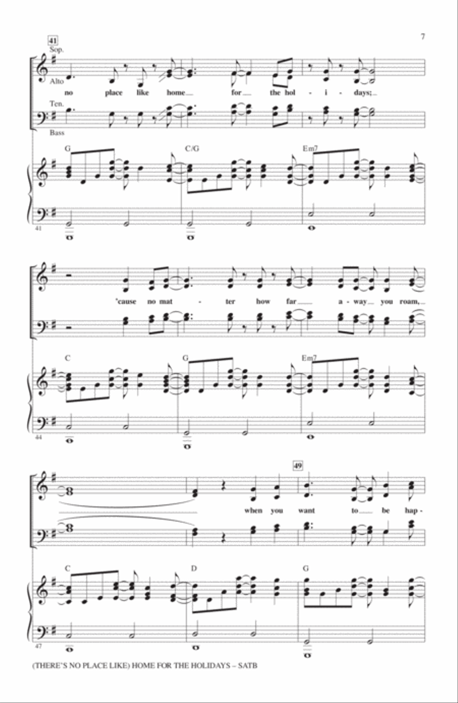 (There's No Place Like) Home For The Holidays 4-Part scores gallery preview page 6