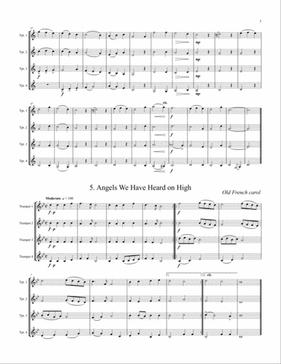6 Christmas Quartets Trumpet scores gallery preview page 6