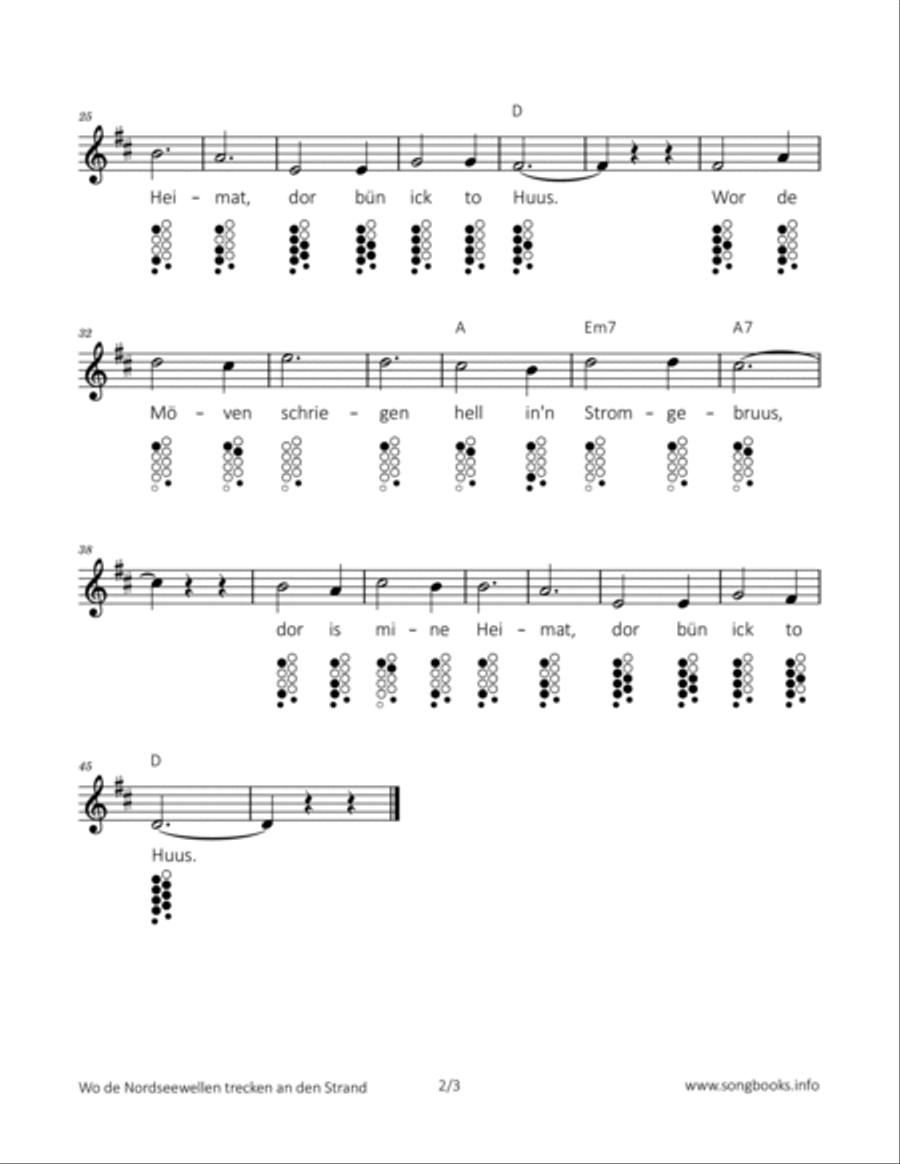 Wo de Nordseewellen trecken an den Strand ocarina scores gallery preview page 2
