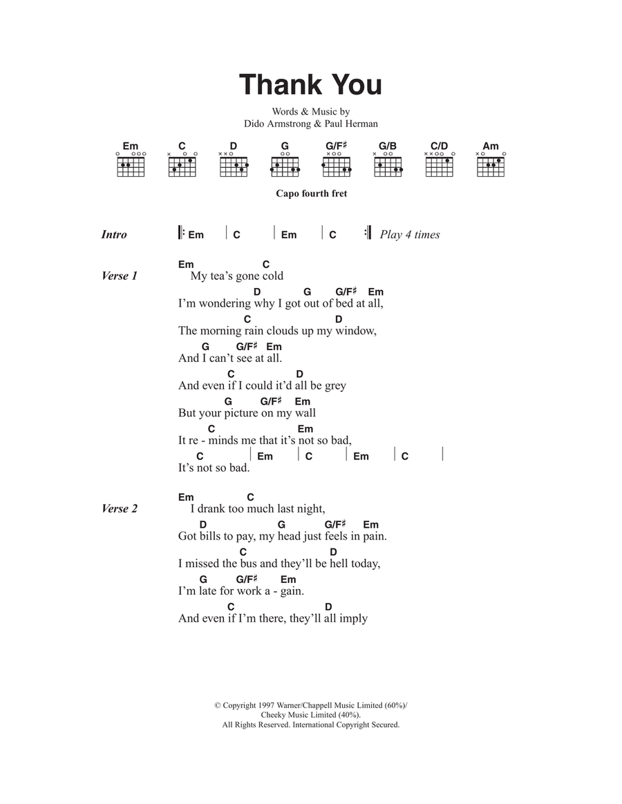 Thank You Thank You Acoustic Guitar scores gallery preview page 1