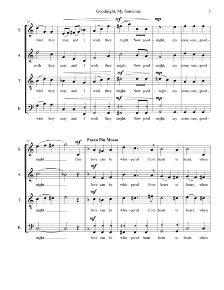 Goodnight, My Someone 4-Part scores gallery preview page 3