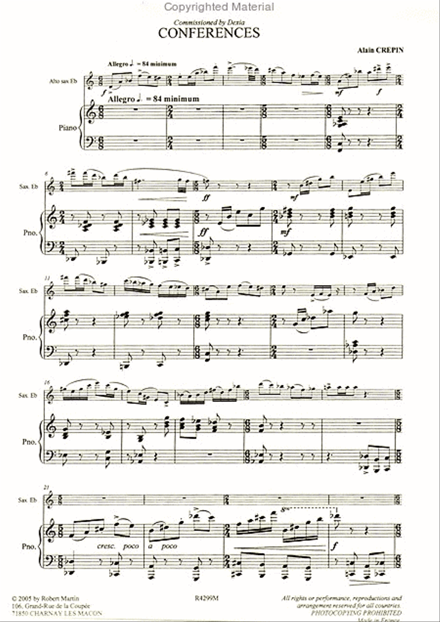 Conférences, pour saxophone Piano Accompaniment scores gallery preview page 2