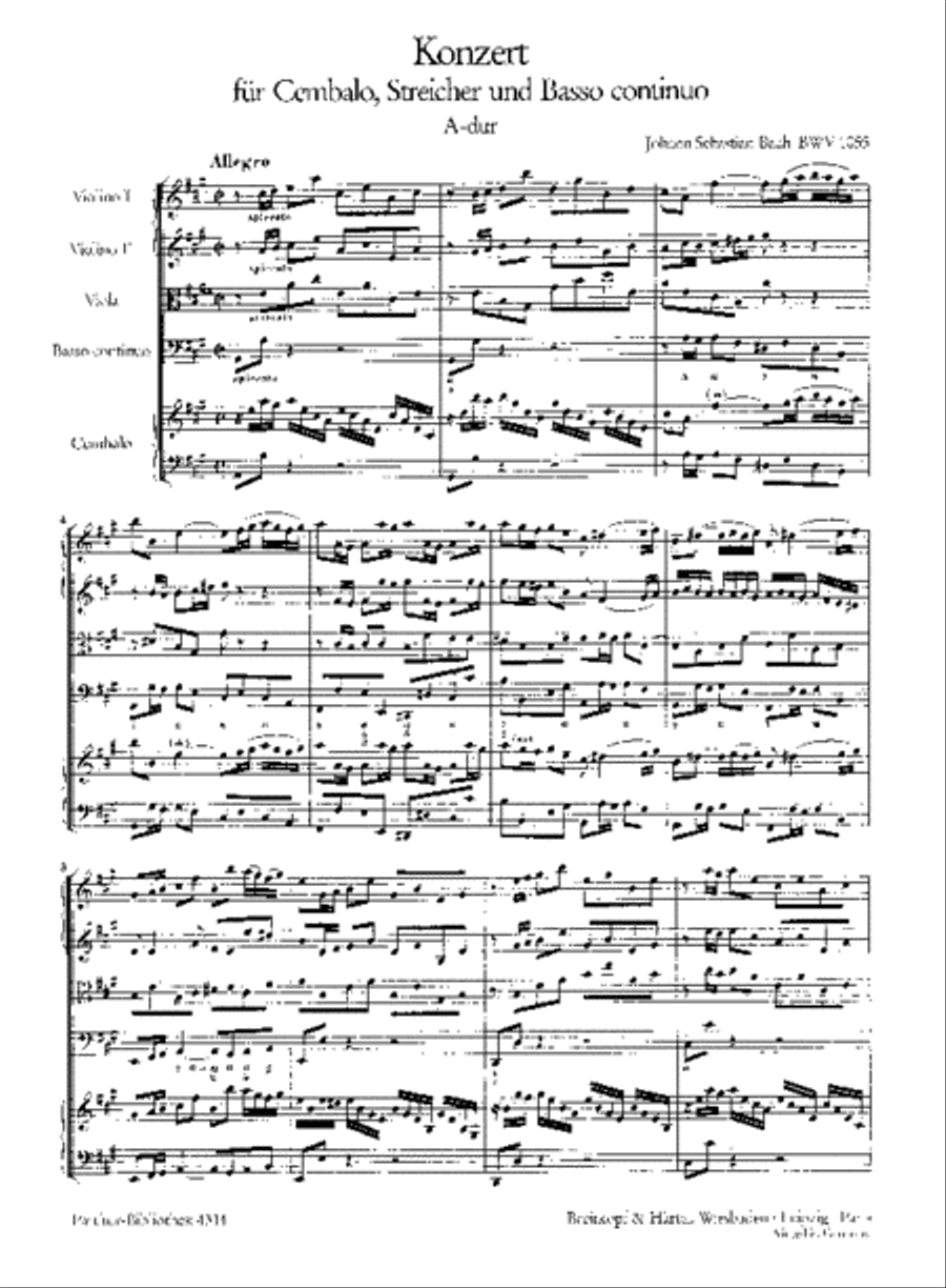 Harpsichord Concerto in A major BWV 1055 Orchestra scores gallery preview page 2
