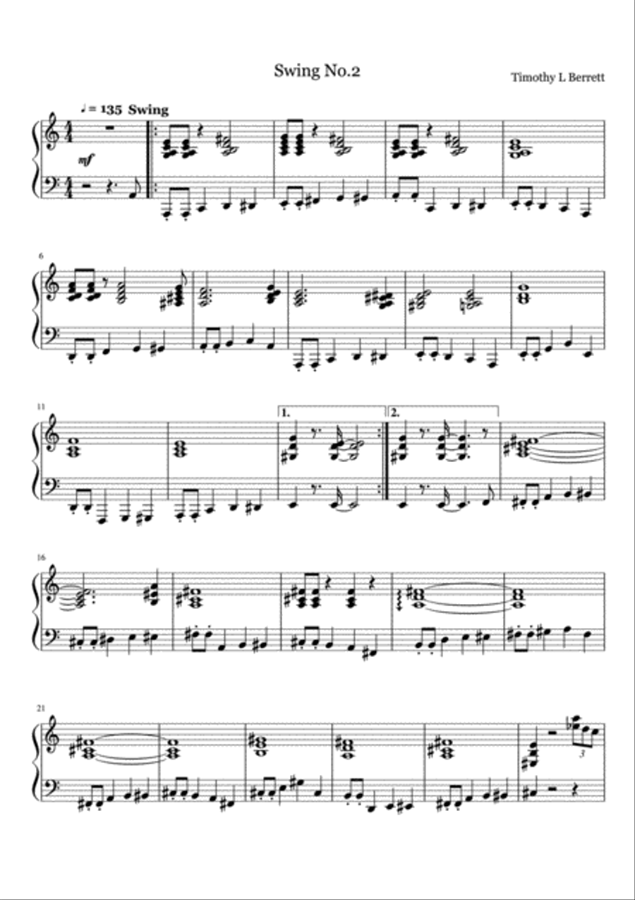 Swing No 2 Swing No 2 Piano Solo scores gallery preview page 1