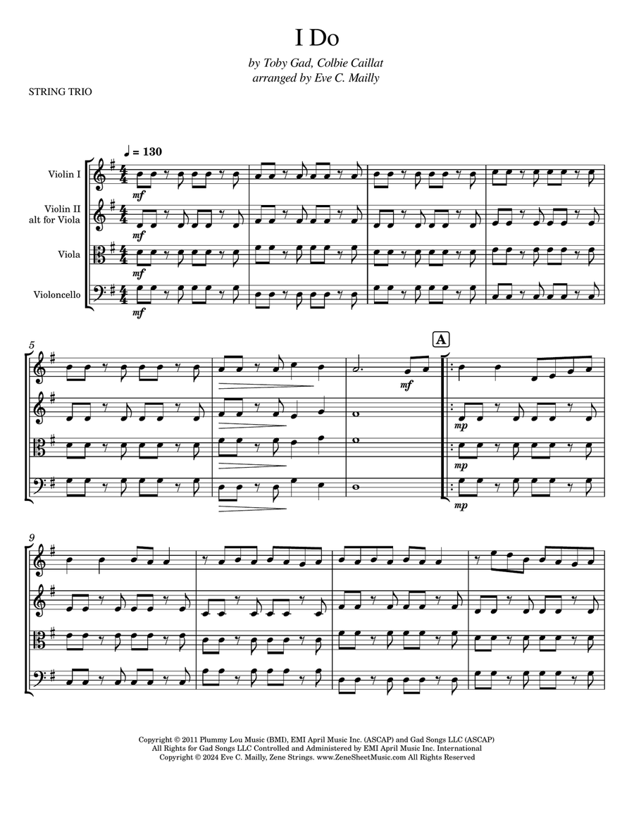 I Do String Trio scores gallery preview page 1