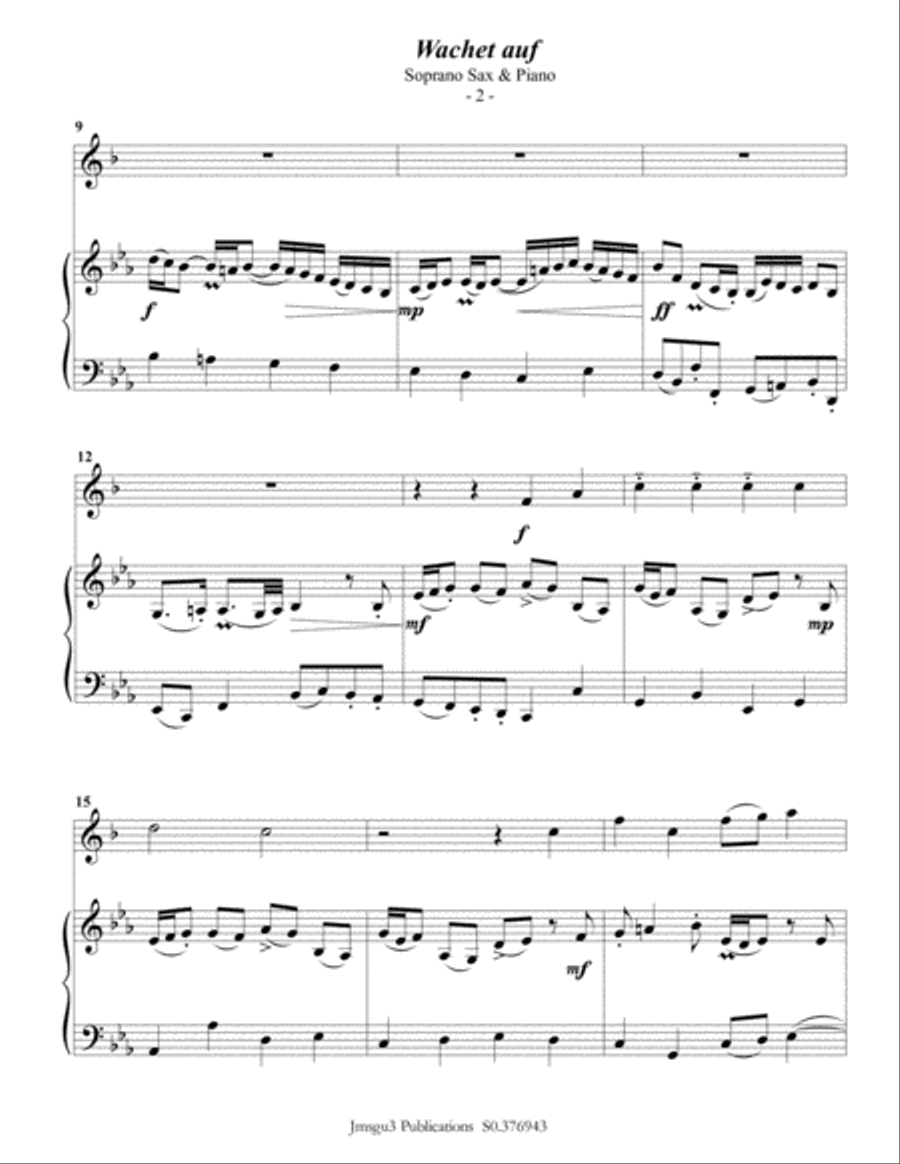 Bach: Wachet auf for Sax Quartet Saxophone Quartet scores gallery preview page 3