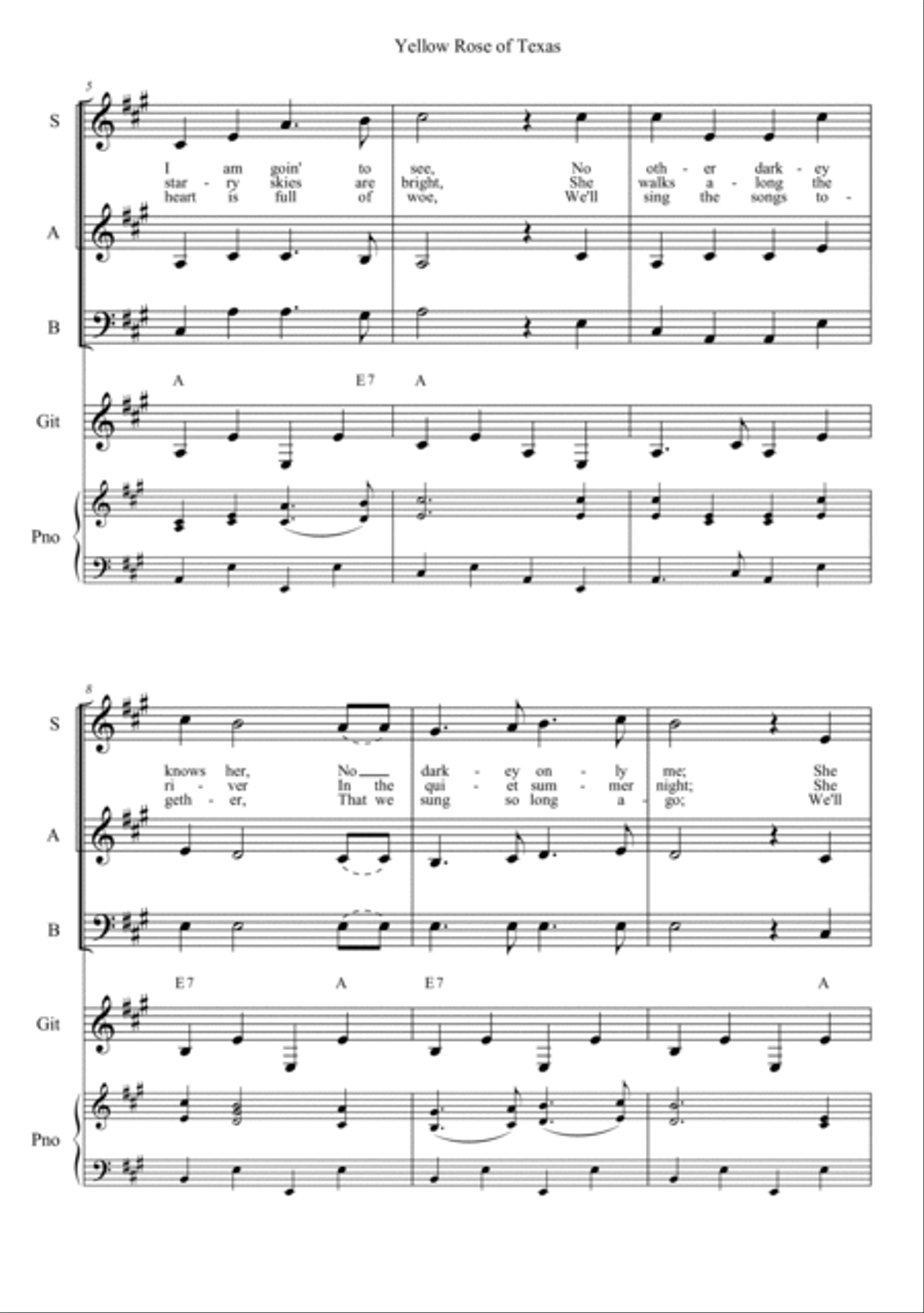 Yellow Rose of Texas 3-Part scores gallery preview page 2