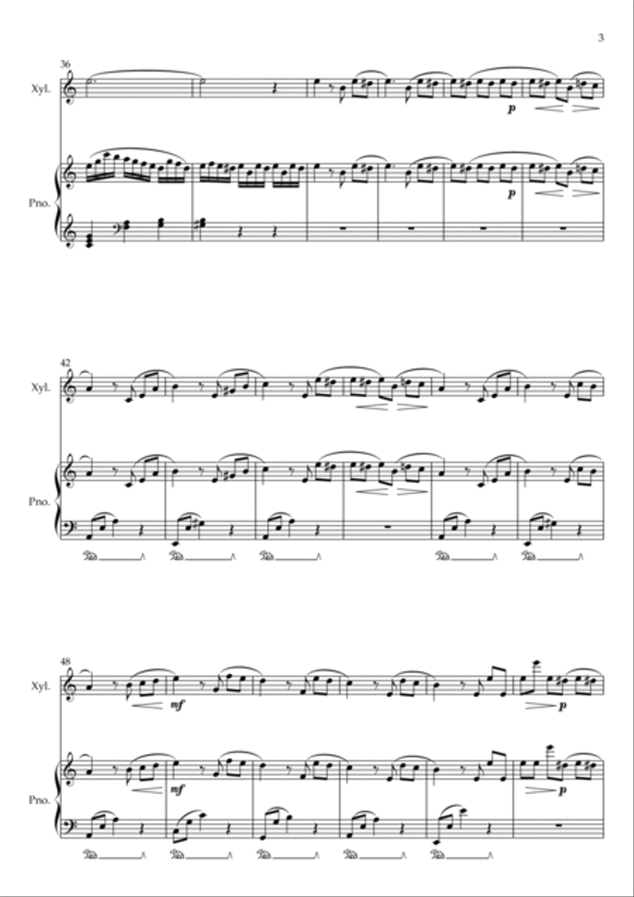 Für Elise (For Elise) - for Xylophone and Piano accompaniment - with Piano Play along Piano scores gallery preview page 3