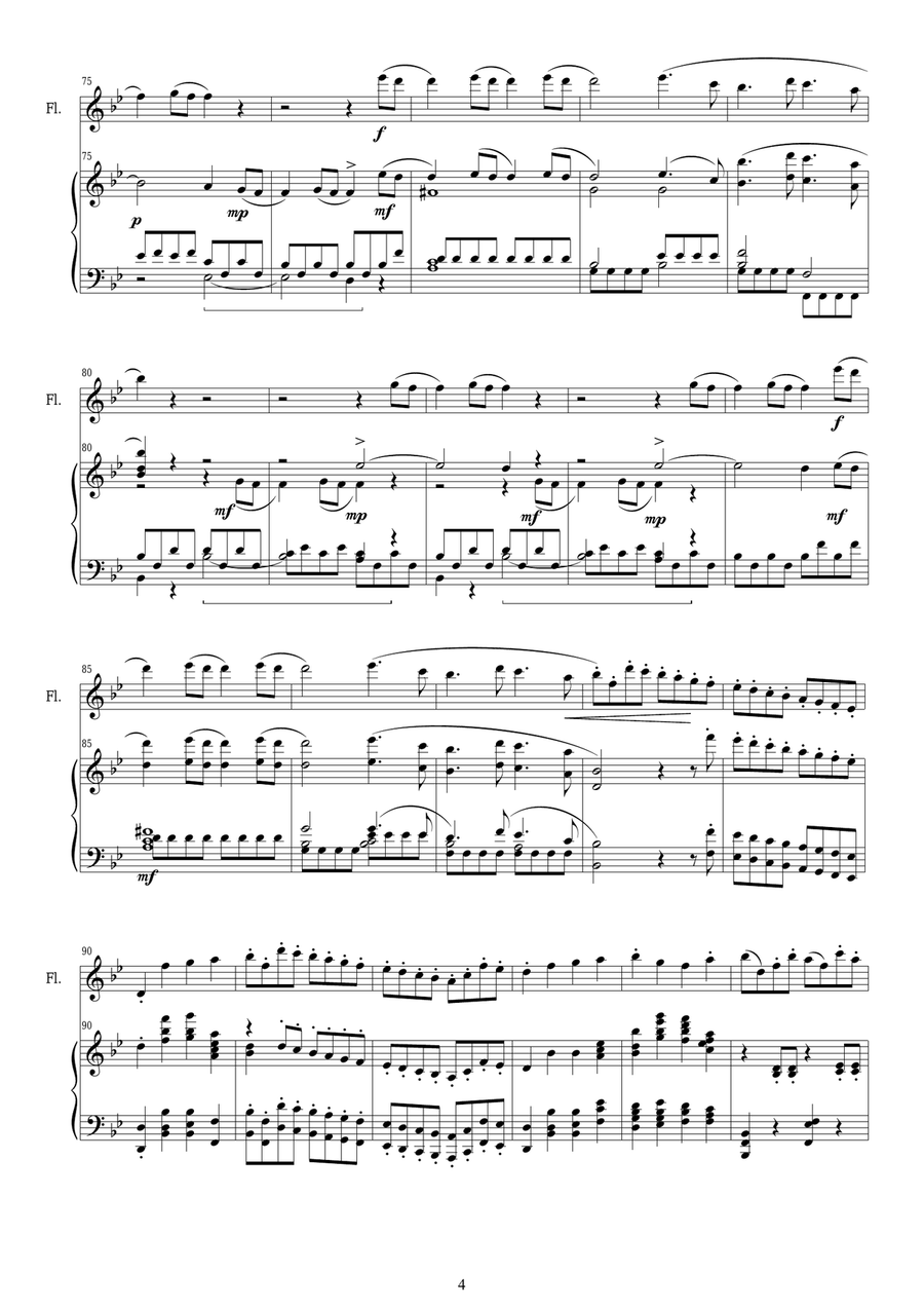 Mozart - Full Symphony in G minor No.40 K.550 for Flute and Piano Flute Solo scores gallery preview page 4