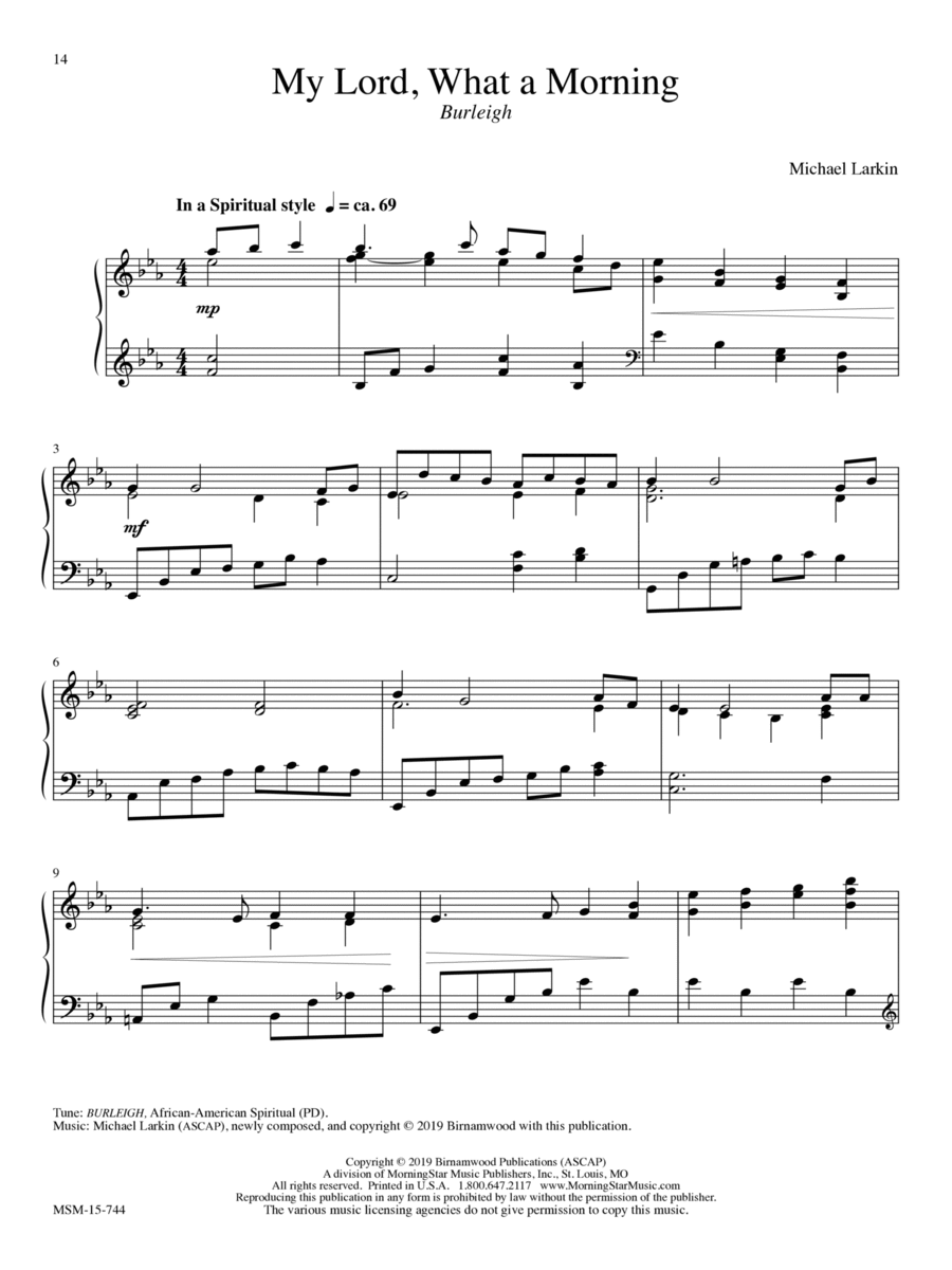 My Lord, What a Morning Piano Solo scores gallery preview page 1