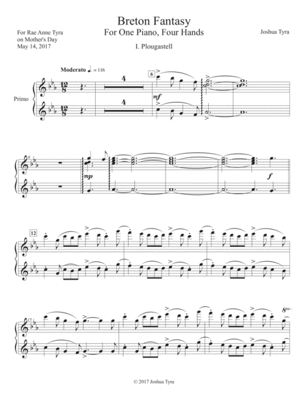 Breton Fantasy – I. Plougastell (First Movement Only) – Piano Duet image number null