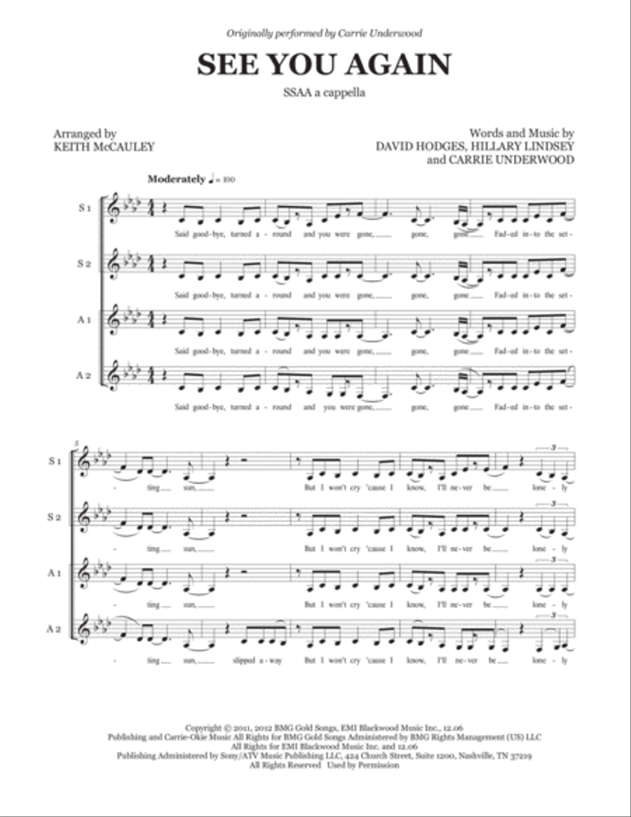 See You Again SSAA scores gallery preview page 1