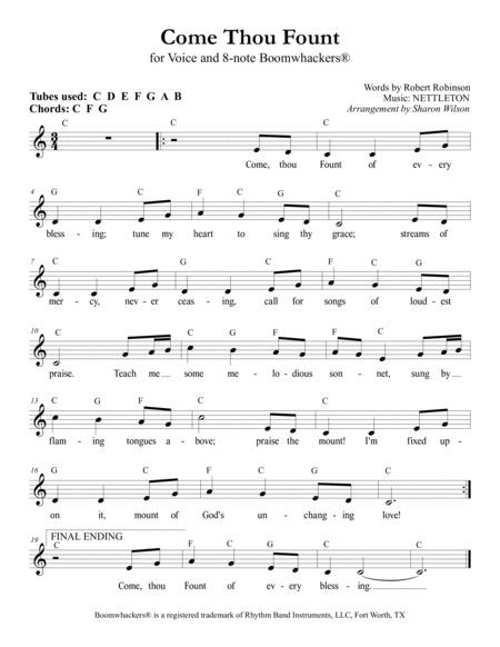 10 Timeless Hymns for Voice and 8-note Boomwhackers® by Sharon Wilson Voice - Digital Sheet Music