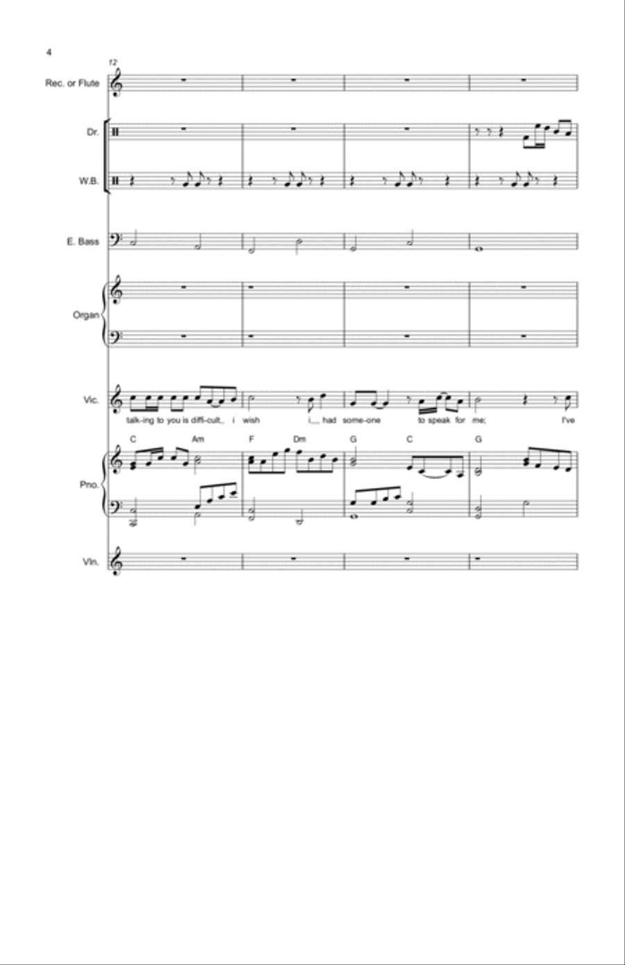 I wish you were mine - Score Only Concert Band scores gallery preview page 4