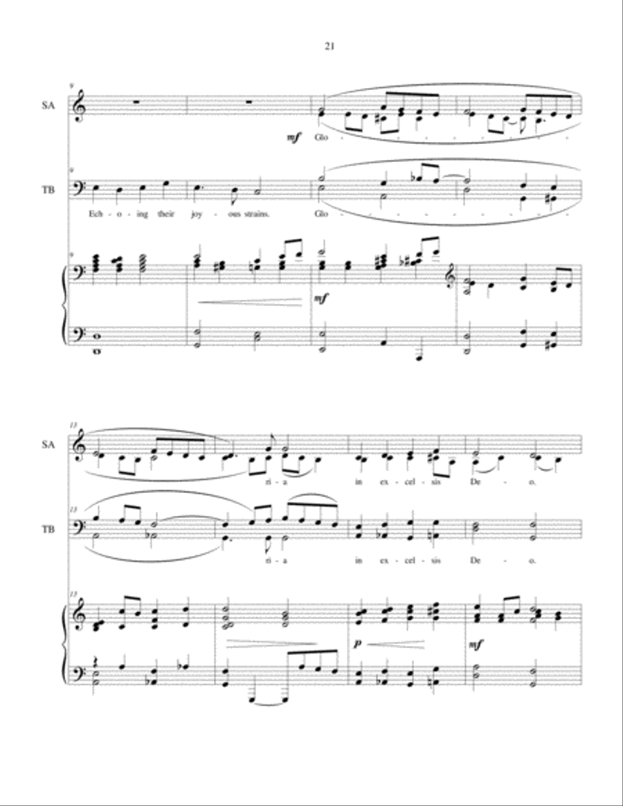 Angels We Have Heard on High - SATB choir with piano accompaniment 4-Part scores gallery preview page 3