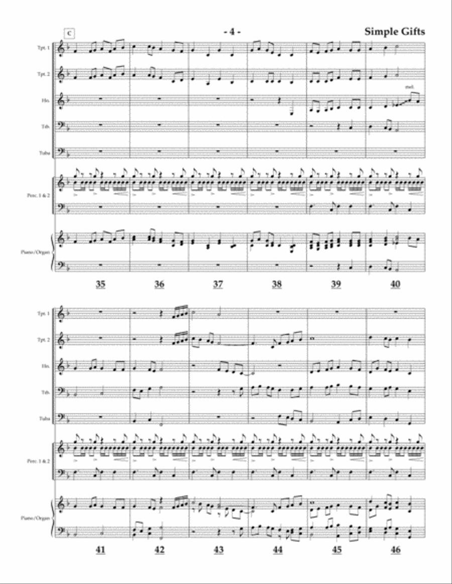 Simple Gifts for Brass Quintet Brass Quintet scores gallery preview page 4