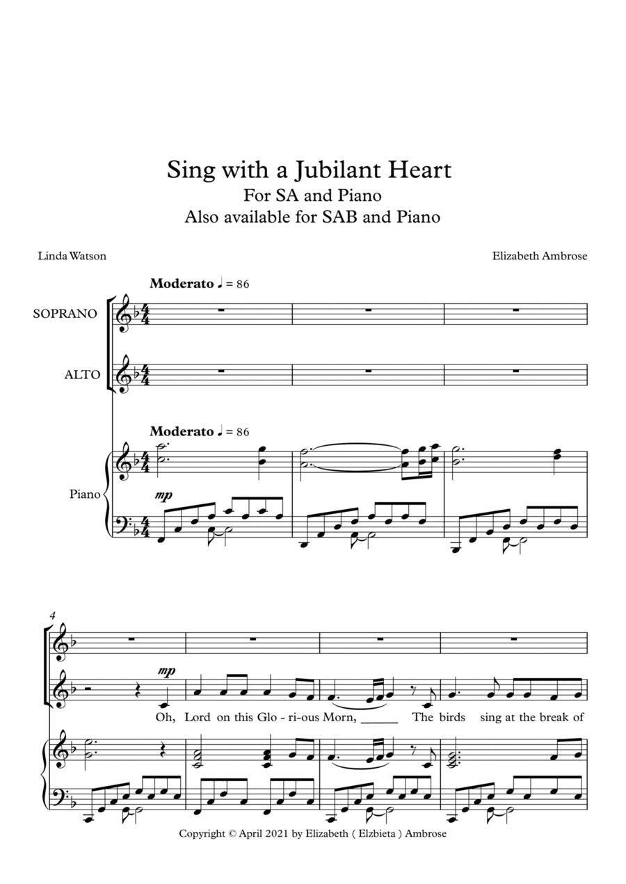Sing with a Jubilant Heart SA scores gallery preview page 1