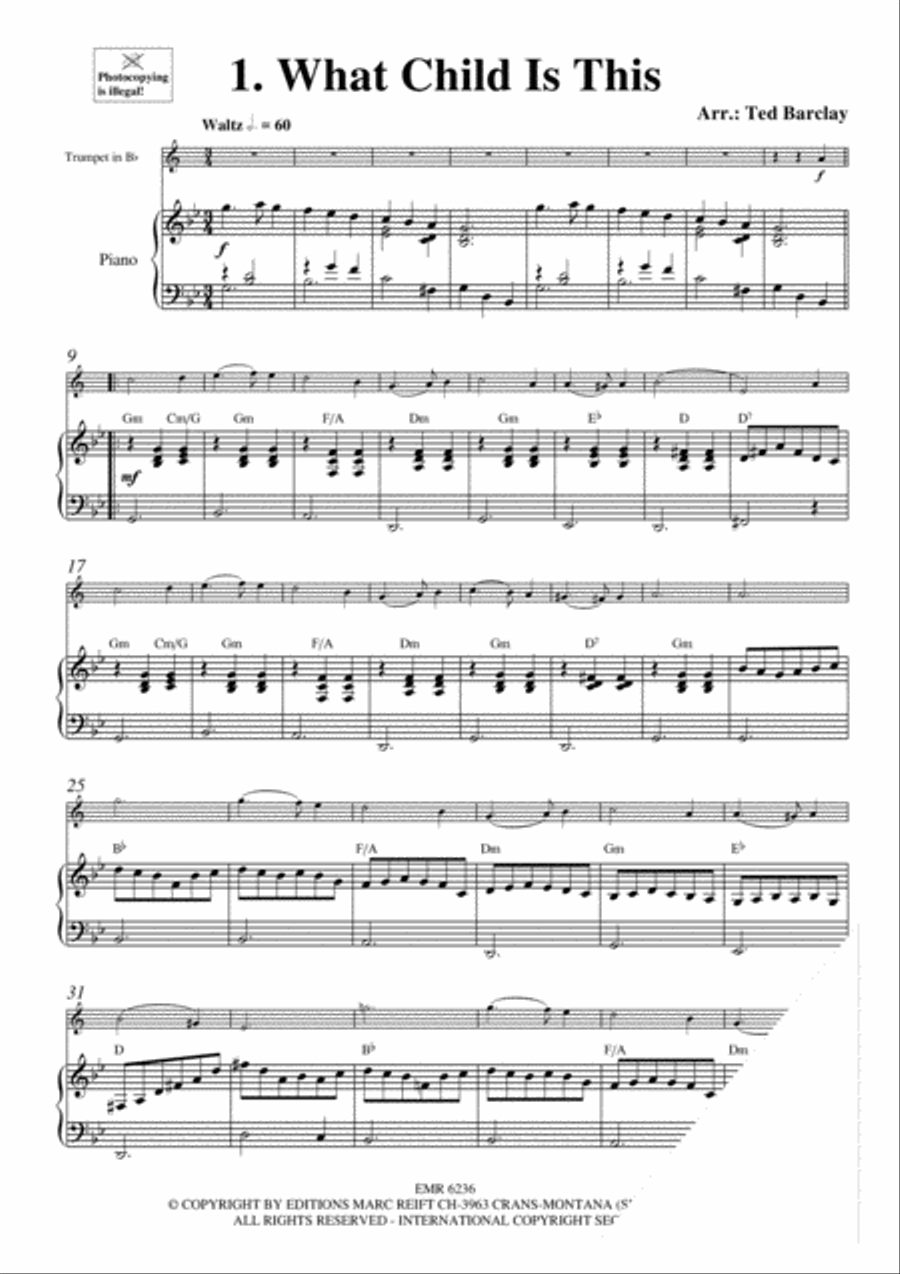 10 Easy Christmas Solos Trumpet Solo scores gallery preview page 3