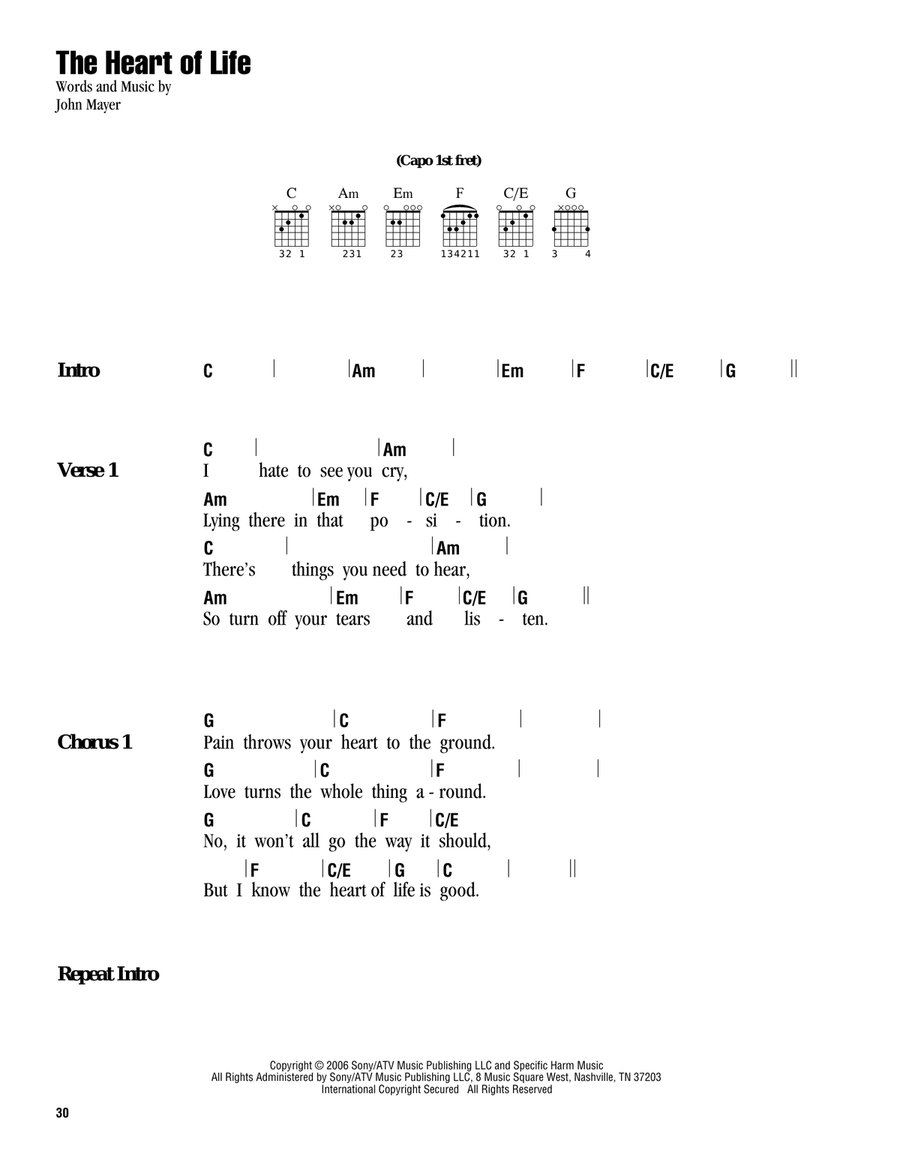 The Heart Of Life Acoustic Guitar scores gallery preview page 1