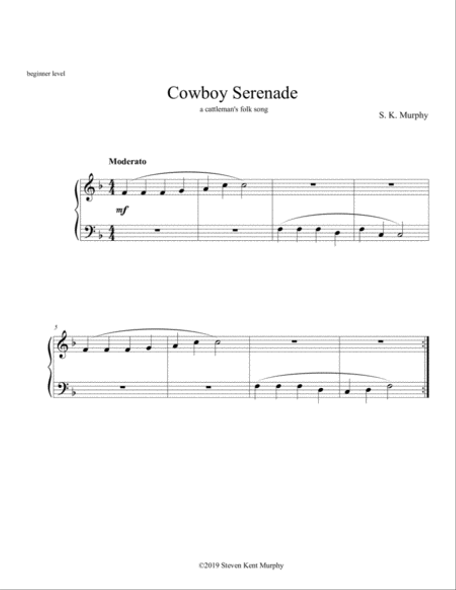 Cowboy Serenade Easy Piano scores gallery preview page 1