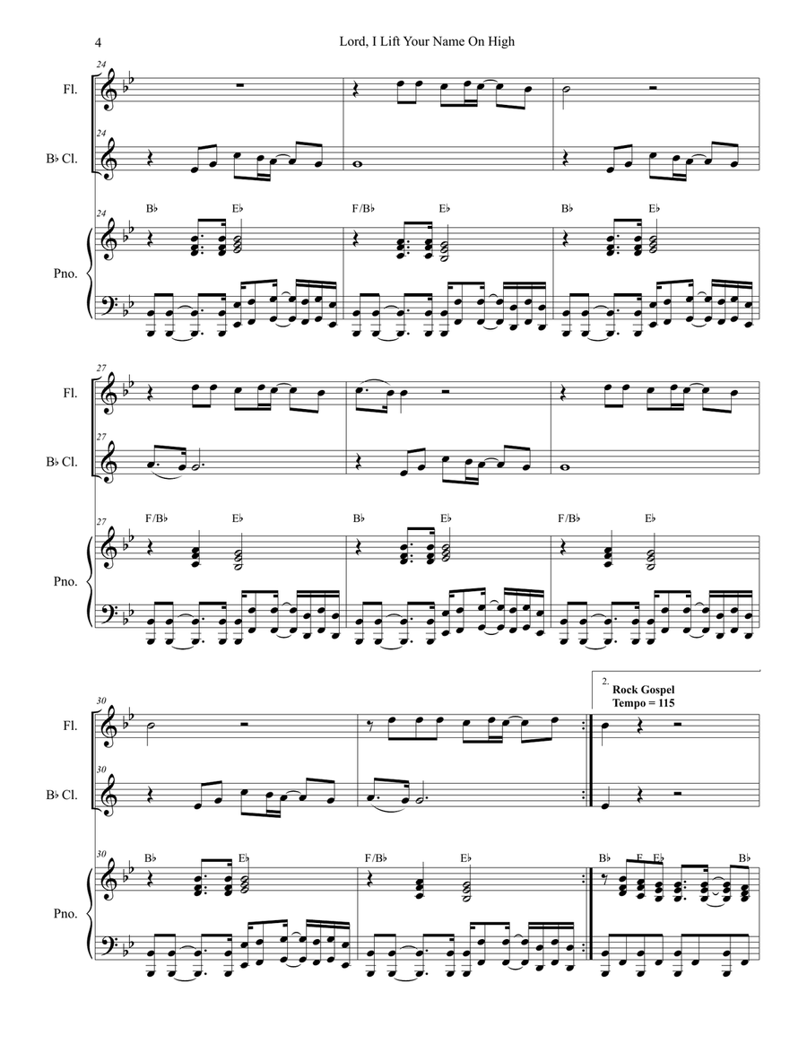 Lord, I Lift Your Name On High Woodwind Duet scores gallery preview page 4