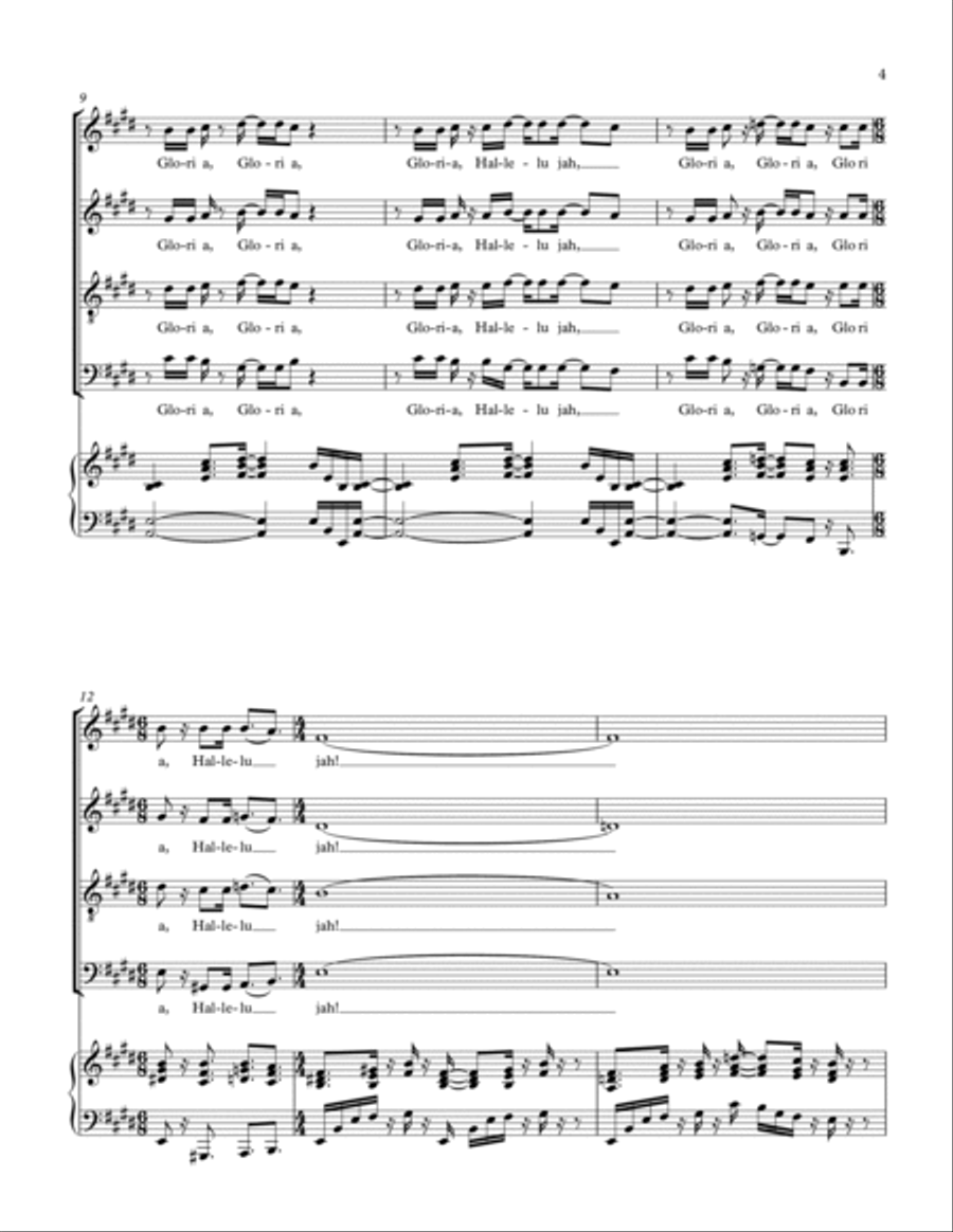 Gloria, Hallelujah 4-Part scores gallery preview page 5