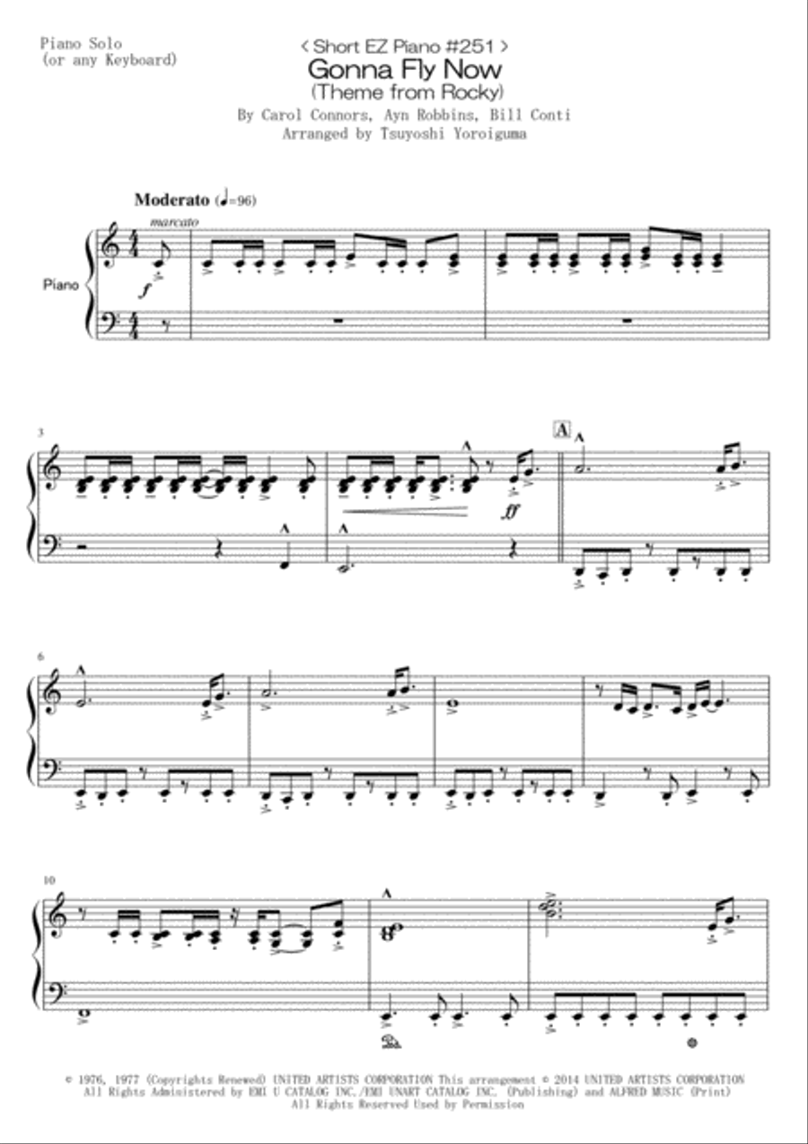 Gonna Fly Now Easy Piano scores gallery preview page 1