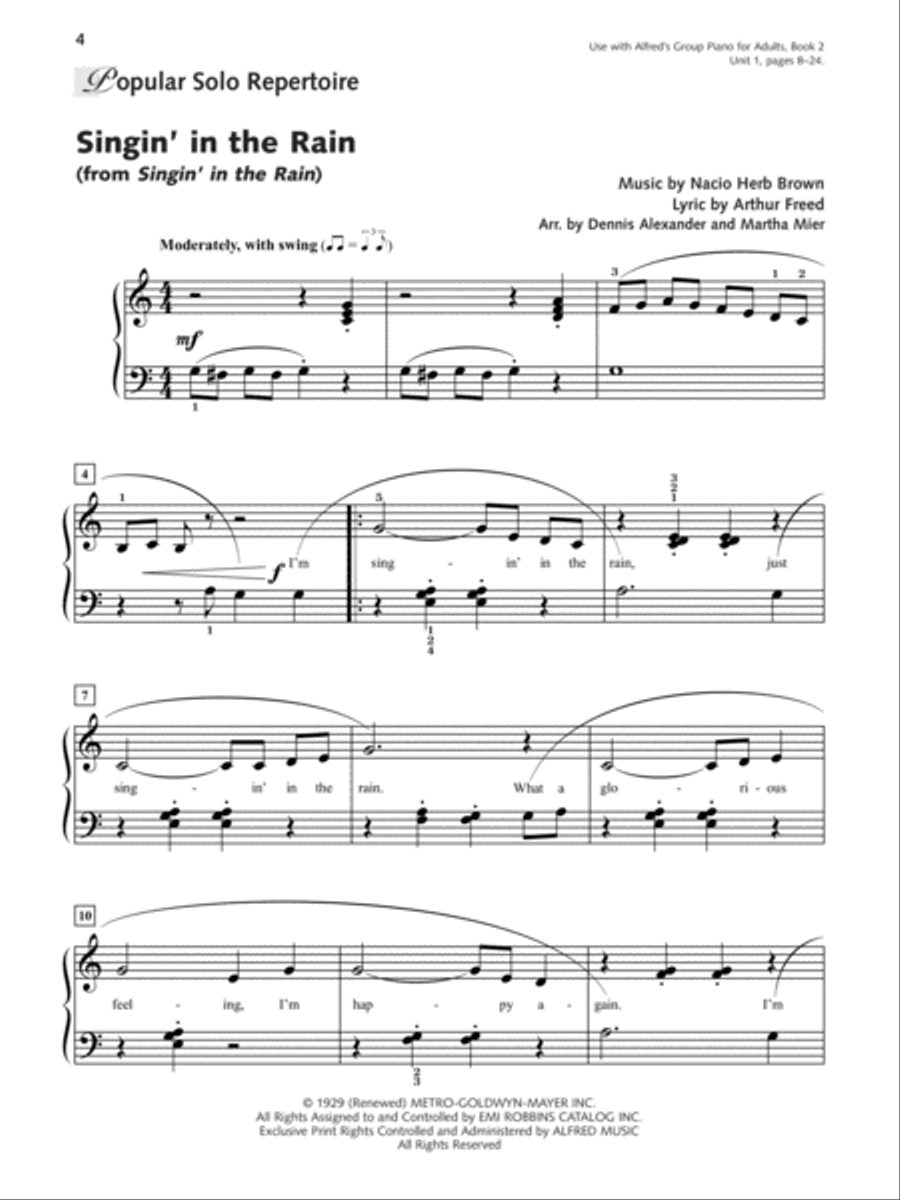 Alfred's Group Piano for Adults -- Popular Music, Book 2