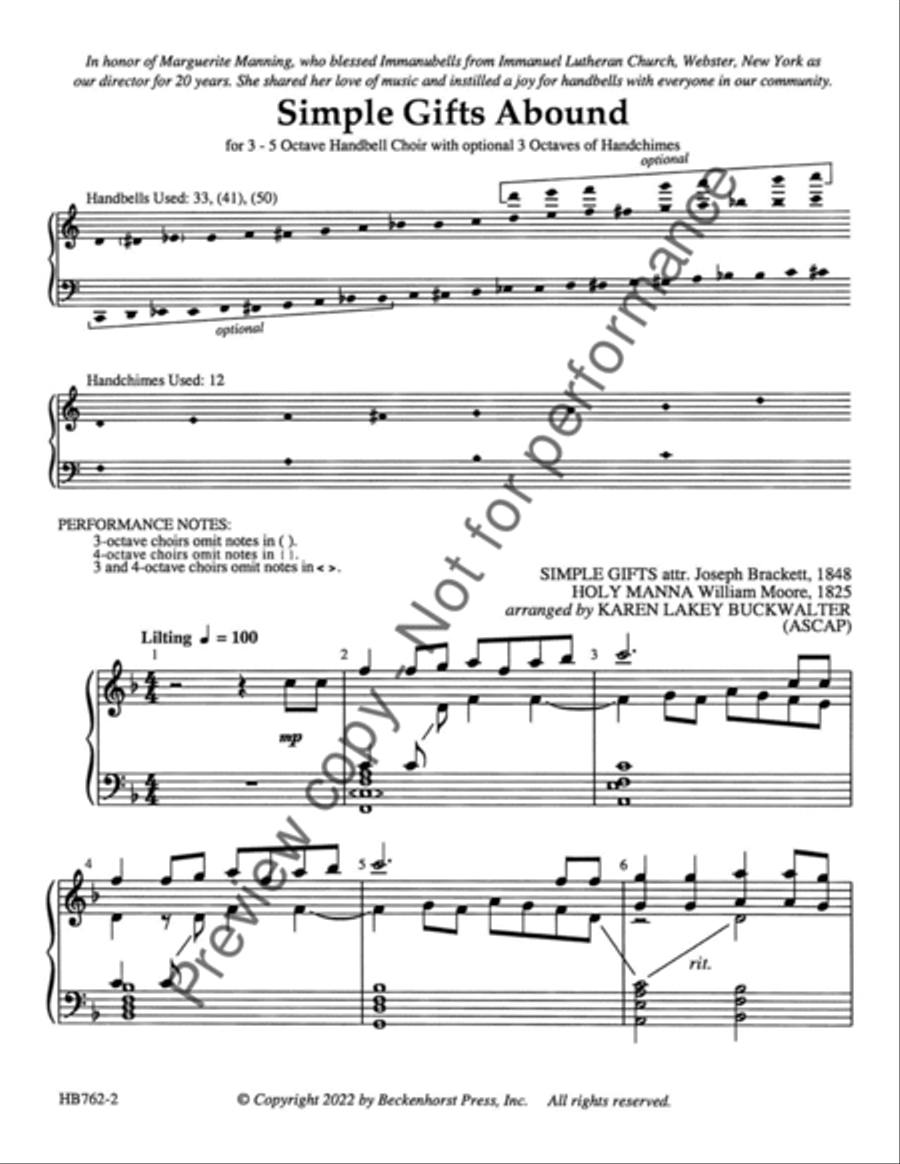 Simple Gifts Abound 5-Octaves scores gallery preview page 3