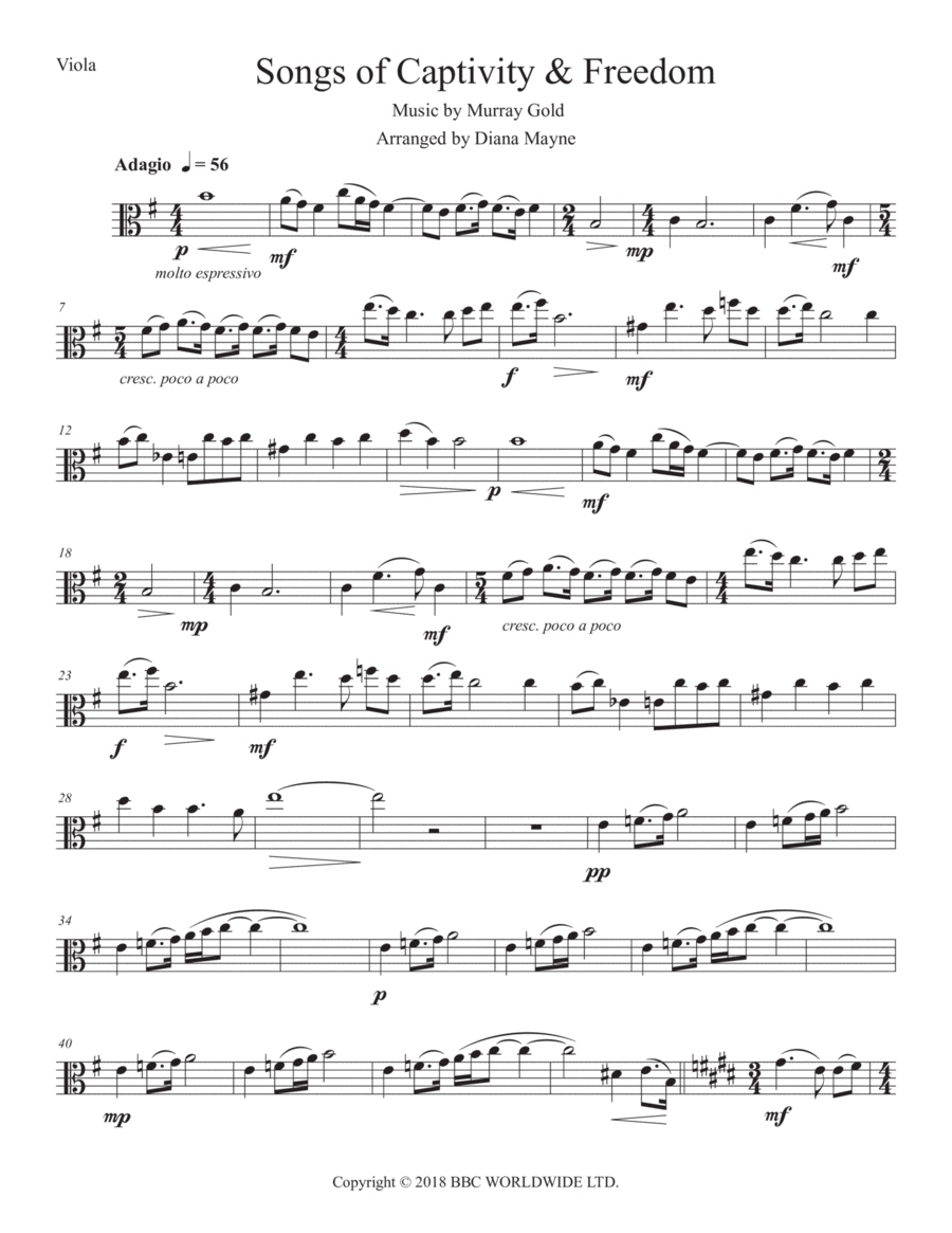 Songs Of Captivity And Freedom Viola Solo scores gallery preview page 1