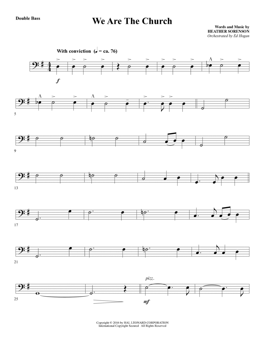 Book cover for We Are the Church - Double Bass