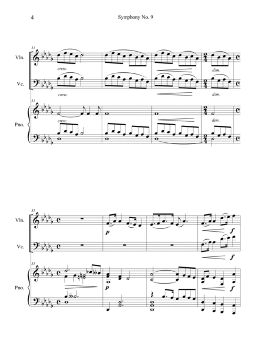 Symphony No.9 From the New world - II. Largo Piano Trio scores gallery preview page 4