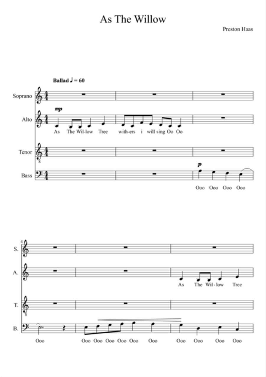 As The Willow 4-Part scores gallery preview page 1