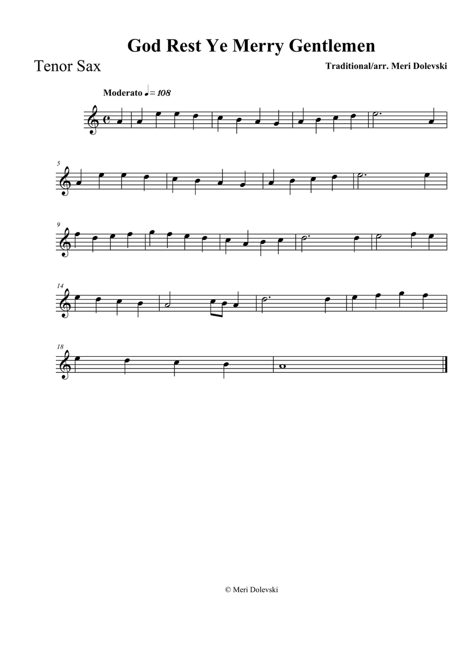 A Beginner Saxophone Christmas--B flat saxes (soprano, tenor, bass) Tenor Saxophone scores gallery preview page 5